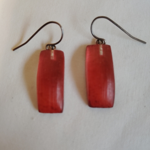 Alexis Bittar Jewelry - Alexis Bittar Red Lucite Column Earrings With Silver Hook